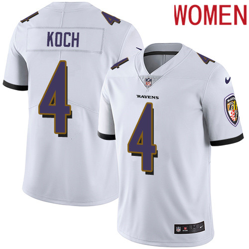2019 Women Baltimore Ravens #4 Koch white Nike Vapor Untouchable Limited NFL Jersey->women nfl jersey->Women Jersey